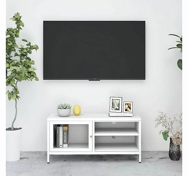 vidaXL TV-Schrank TV-Schrank Weiß 90x30x44 cm Stahl und Glas Lowboard günstig online kaufen