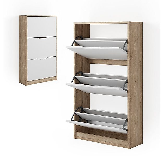 Vicco Schuhkipper Luca, Weiß/Sonoma/Sonoma, 59 x 105 cm 3 Fächer günstig online kaufen