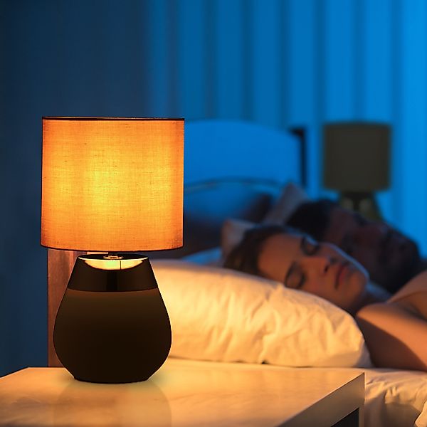relaxdays Nachttischlampe Tischlampe mit Stoffschirm 2er günstig online kaufen