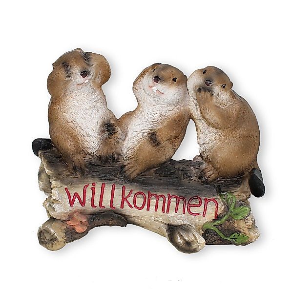 colourliving Gartenfigur Willkommensschild 3 Biber Eingangsschild günstig online kaufen