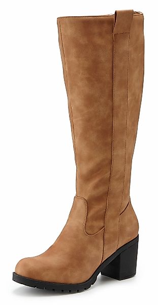 LASCANA Weitschaftstiefel, Stiefel, Stiefelette, langer Stiefel, Blockabsat günstig online kaufen