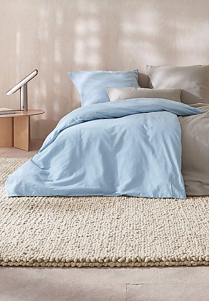 hessnatur Bettwäsche-Set aus Bio-Baumwolle mit Leinen - blau - Größe 135x20 günstig online kaufen