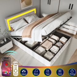 FUROKOY Polsterbett Doppelbett Stauraumbett Hydraulisch anhebbarer günstig online kaufen