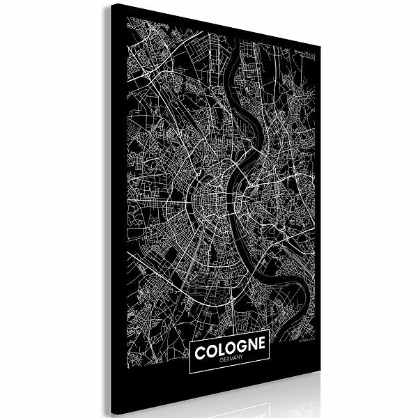 Wandbild - Dark Map Of Cologne (1 Part) Vertical günstig online kaufen