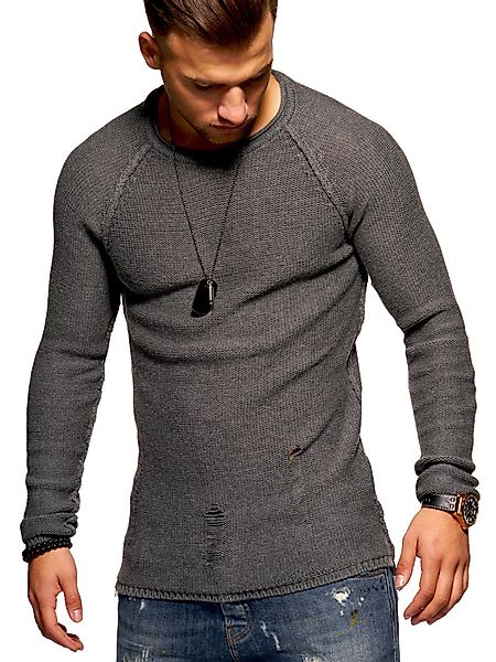 2Y Premium Strickpullover JOSCHUA mit Destroyed-Elementen günstig online kaufen
