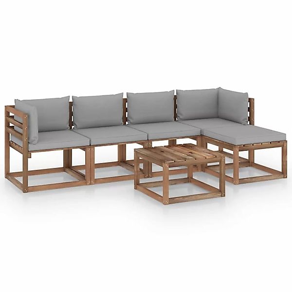 6-tlg. Garten-lounge-set Mit Grauen Kissen günstig online kaufen