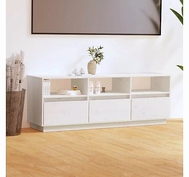 furnicato TV-Schrank Weiß 140x37x50 cm Massivholz Kiefer günstig online kaufen