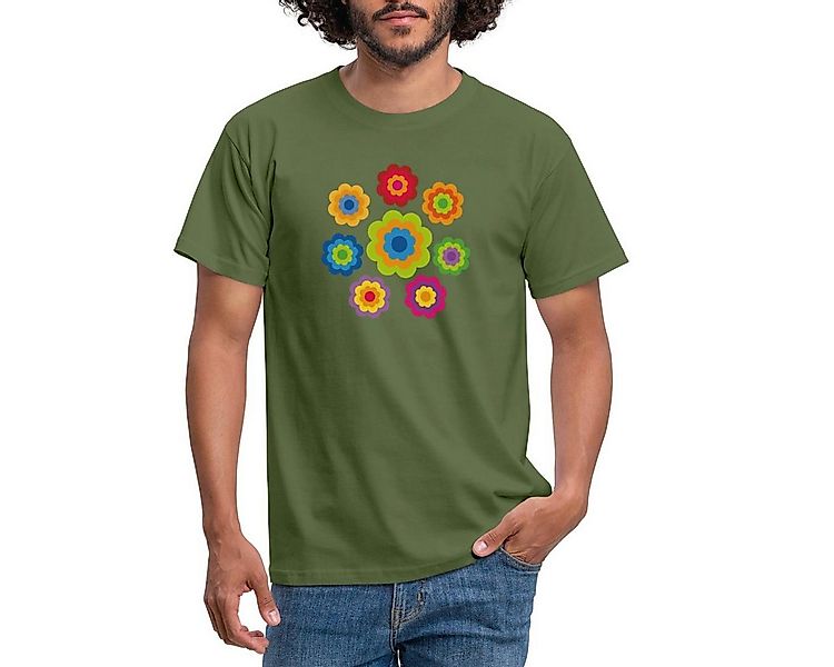 Spreadshirt T-Shirt 70er Jahre Hippie Flower Power Kostüm Blumen Outfit Män günstig online kaufen