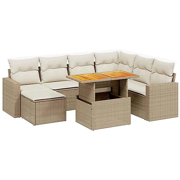 vidaXL 8-Tlg Garten-Sofagarnitur mit Kissen Beige Poly Rattan 3275606 günstig online kaufen