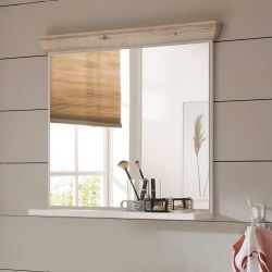 Badezimmer Spiegel in Weiß und Pinienfarben rechteckig günstig online kaufen