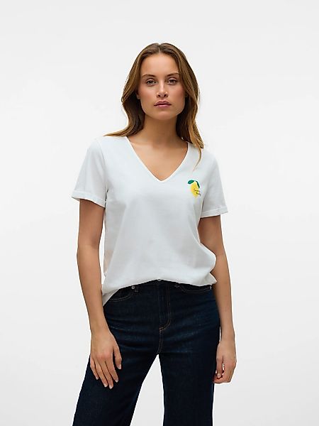 Vero Moda Kurzarmshirt "VMBITONA S/S V-NECK T-SHIRT JRS BTQ GA" günstig online kaufen