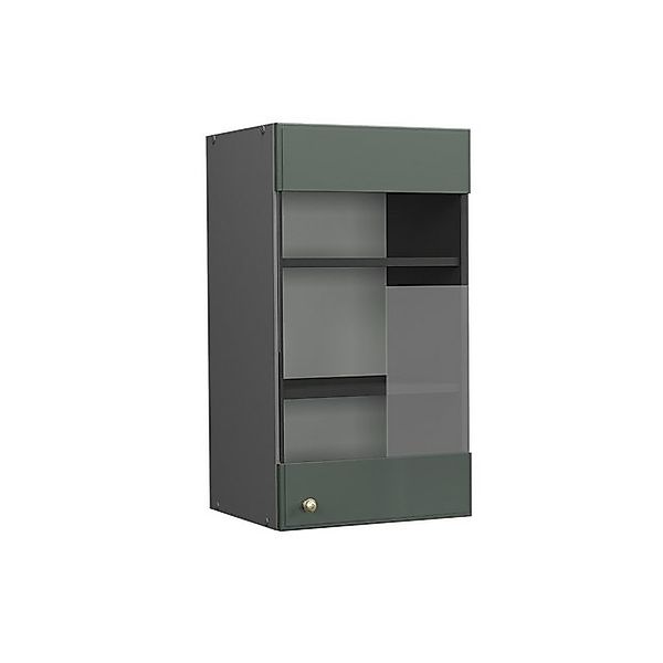 Vicco Küchenglasschrank Fame-Line Glashängeschrank Grün-Gold Landhaus/Anthr günstig online kaufen