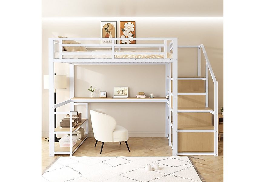 Odikalo Hochbett Metallbett 90x200 140x200 mit Stauraum,LED (Hochbett, 90 x günstig online kaufen