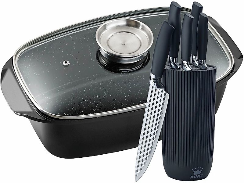 KING Bräter "5 Liter" Set, 5 Küchenmesser inklusive Messerblock, 8 Stk. tlg günstig online kaufen