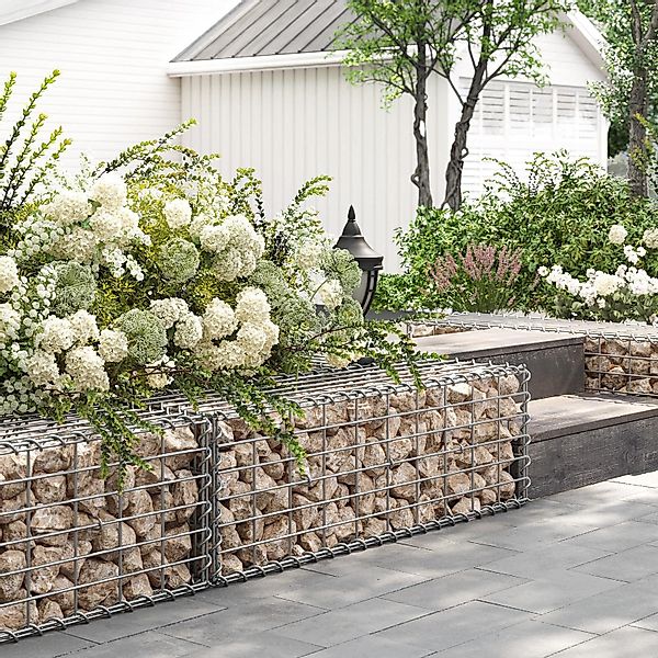 SONGMICS Gartenzaun Gabione, (5-St), Gabionenkorb, Metall-Steinkorb, günstig online kaufen