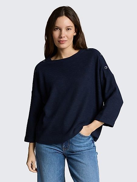 TOM TAILOR 3/4-Arm-Shirt T-Shirt Langarmshirt mit Knopf-Details günstig online kaufen