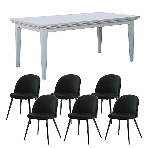 ebuy24 Venedig Essgruppe Tisch Weiß mit 2 Stk Zusatzplatten und 6 Stühlen i günstig online kaufen