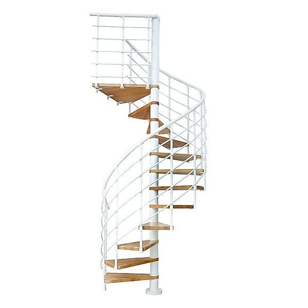Dolle Spindeltreppe Oslo Ø 140 cm Metallelemente Weiß 14 Stufen Buche FSC® günstig online kaufen