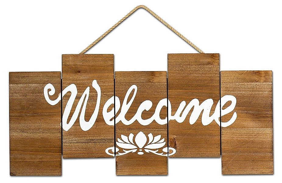 Levandeo® Holzbild, levandeo Schild Welcome Holz 50x23cm Dekoschild Wanddek günstig online kaufen