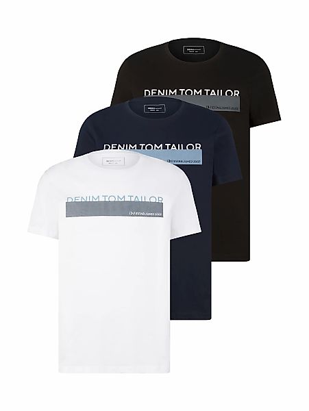 TOM TAILOR Denim T-Shirt Packung, 3 Stk. in verschiedenen Farben günstig online kaufen
