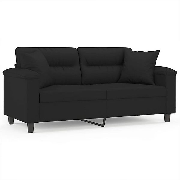 vidaXL Sofa 2-Sitzer-Sofa mit Kissen Schwarz 140 cm Mikrofasergewebe günstig online kaufen