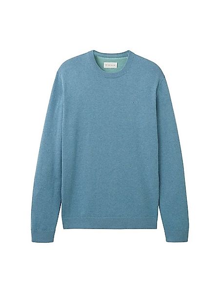 TOM TAILOR Strickpullover basic crewneck knit blue water melange günstig online kaufen