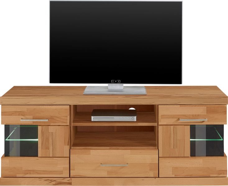 Home affaire Lowboard "Ribe,140cm breit, Fronten Massivholz,6 Fächer,Kabeld günstig online kaufen