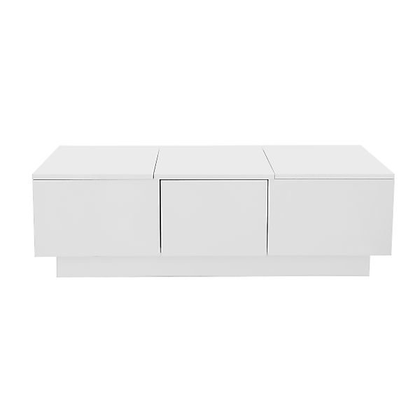 Hochglanz Couchtisch Weiss hochglanz, 100x50x31 cm Push-Pull Couchtisch mit günstig online kaufen