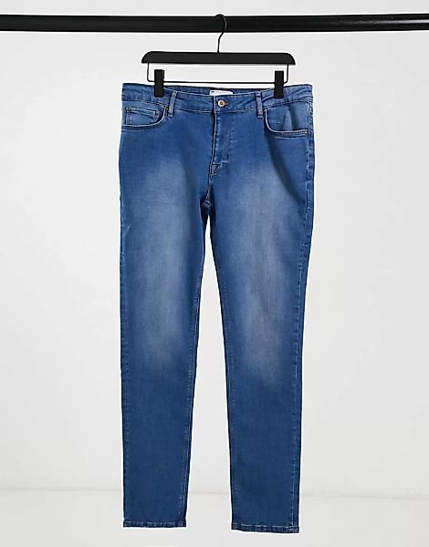 ASOS DESIGN – Enge Jeans mit niedrigem Bund und Waschung im 70er-Stil-Blau günstig online kaufen