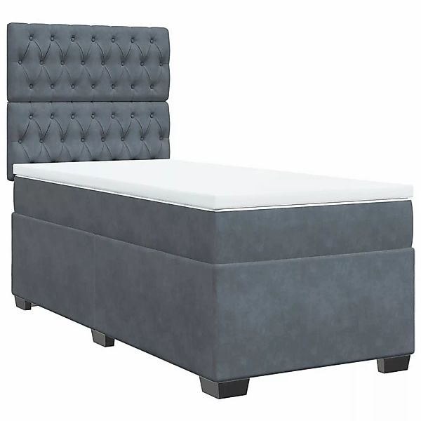 vidaXL Bettgestell Boxspringbett mit Matratze Dunkelgrau 90x200 cm Samt Bet günstig online kaufen