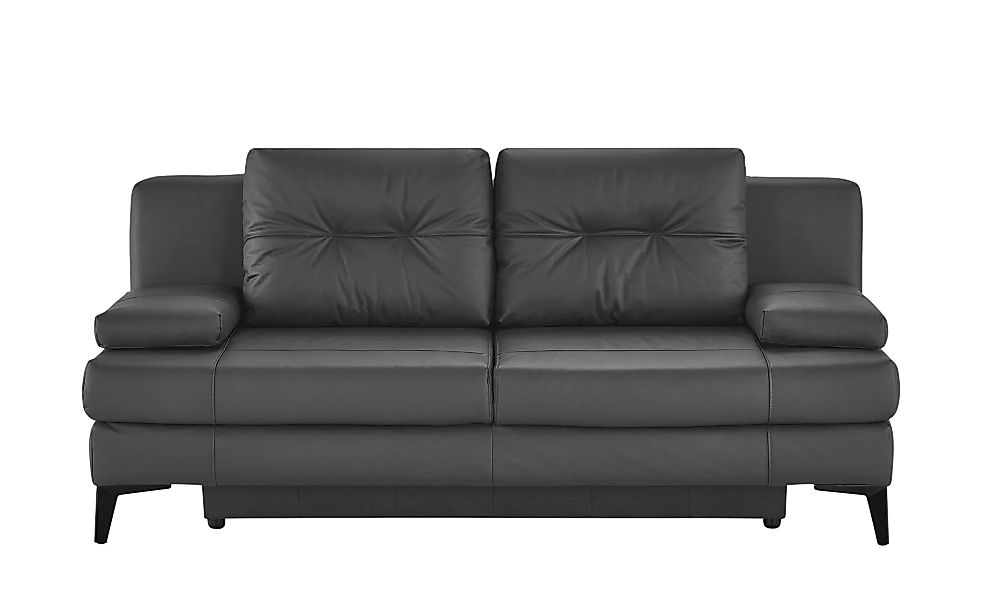 Ledersofa - grau - 202 cm - 92 cm - 100 cm - Polstermöbel > Sofas > 2-Sitze günstig online kaufen
