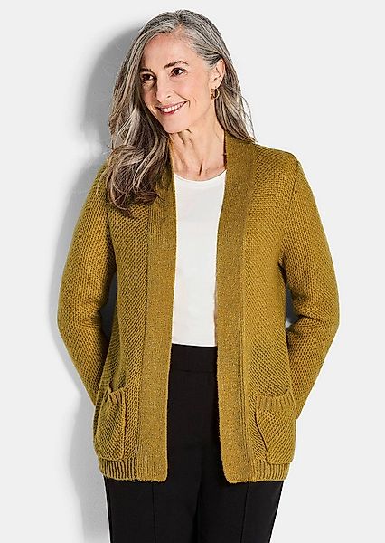 GOLDNER Strickjacke Offener Cardigan mit Taschen, Glanz Flauschige Piqué-Op günstig online kaufen
