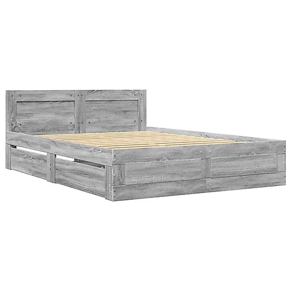 vidaXL Bettgestell mit Kopfteil Grau Sonoma 140x200 cm Holzwerkstoff 329556 günstig online kaufen