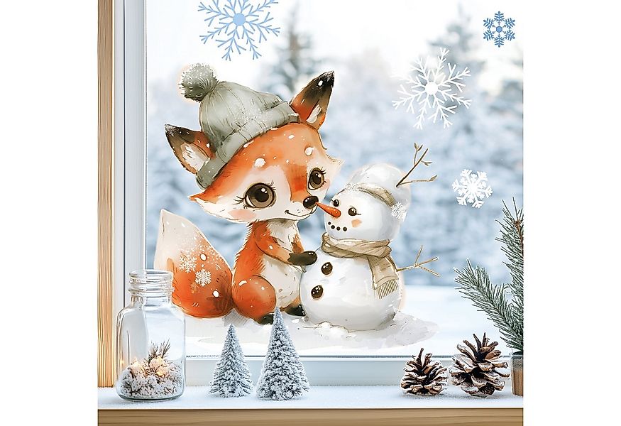 Sunnywall Fensterdekoration Kinderzimmer Fensterbild Winter Fuchs, wiederve günstig online kaufen