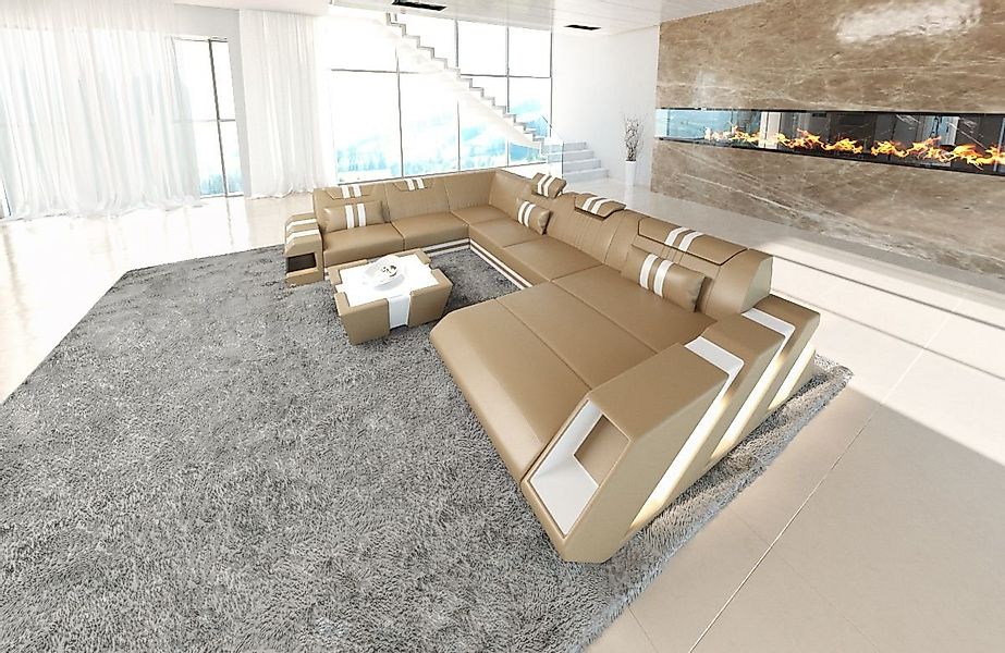 Sofa Dreams Wohnlandschaft Leder Ledercouch Sofa Apollonia XXL U Form Leder günstig online kaufen