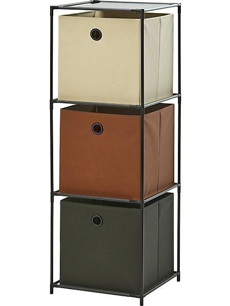 Koopman Mehrzweckregal Schwarz, 1-tlg., 3 Stoffboxen, günstig online kaufen