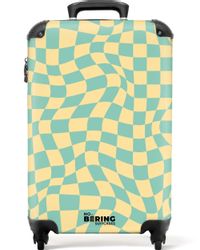 NoBoringSuitcases.com© Hartschalen-Trolley Gewellter blau-gelb karierter Dr günstig online kaufen