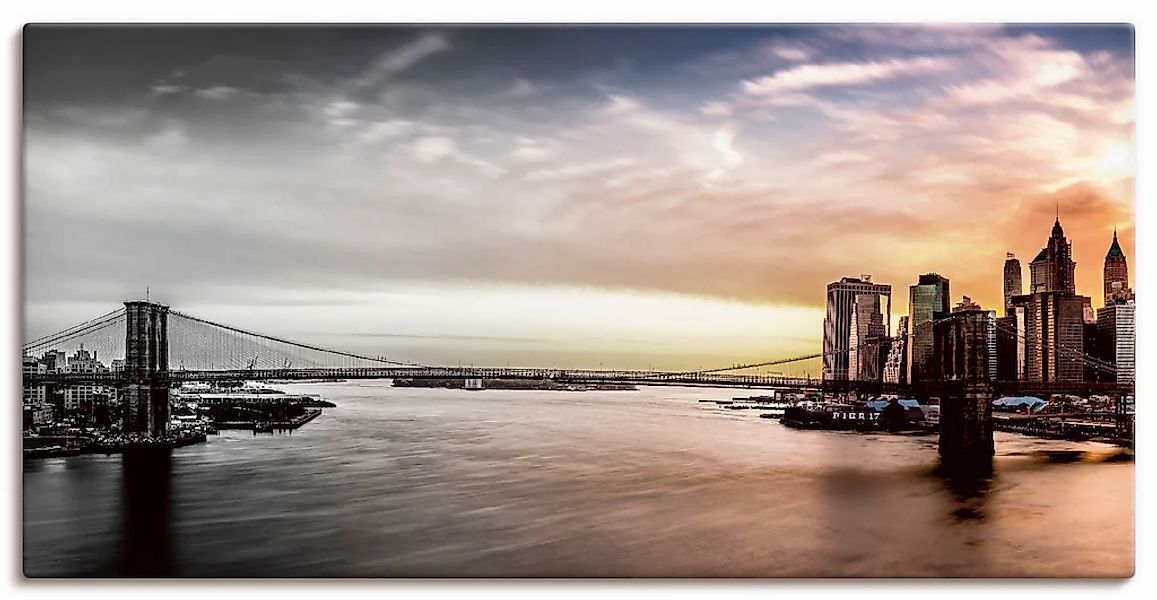 Artland Wandbild "Brooklyn Bridge Panorama" Amerika 1 Stk. tlg. als Leinwan günstig online kaufen