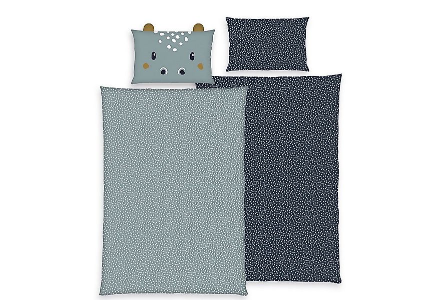 Familando Babybettwäsche Hippo 100x135 40x60 cm aus 100% Baumwolle mit Reiß günstig online kaufen