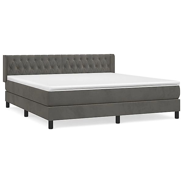 vidaXL Boxspringbett mit Matratze Dunkelgrau 160x200 cm Samt 3131148 günstig online kaufen