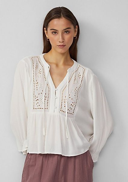 QS Kurzarmbluse Bluse Viskosemix-Bluse mit Lochstickerei günstig online kaufen
