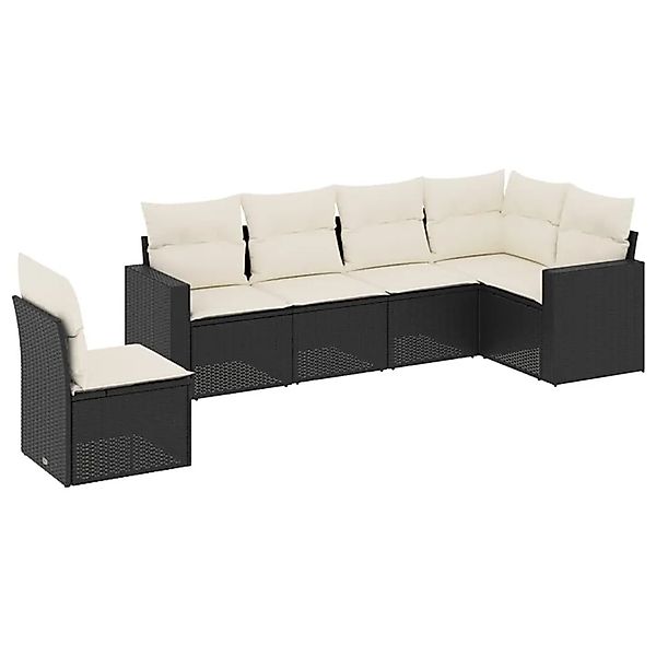 vidaXL 6-Tlg Garten-Sofagarnitur mit Kissen Schwarz Poly Rattan 3251363 günstig online kaufen
