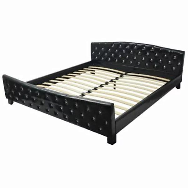 vidaXL Bett mit Matratze Schwarz Kunstleder 180×200 cm schwarz Gr. 180-190 günstig online kaufen