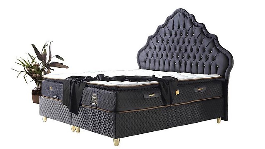 Xlmoebel Bett Design-Schwarz-Luxus-Betten mit Polsterung, Chesterfield-Stil günstig online kaufen