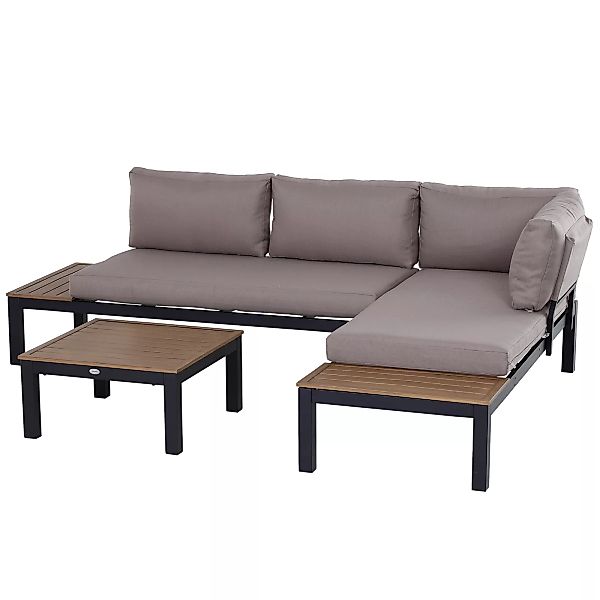 Outsunny 3-teiliges Gartenmöbel-Set mit Beistelltisch, Sofa mit Kissen, Out günstig online kaufen