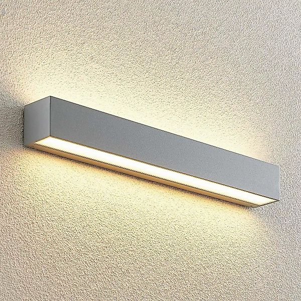 Lucande LED-Wandlampe Lengo, 50 cm, silber, 2-flg., IP65 günstig online kaufen