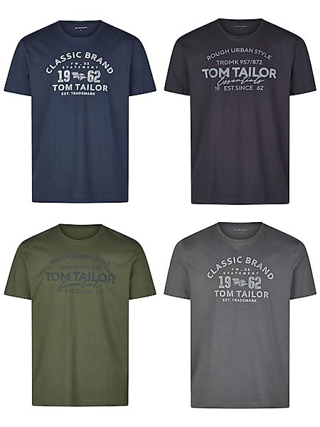 TOM TAILOR T-Shirt Herren Printshirt Regular Fit (Vorteilspack, 4-tlg) Kurz günstig online kaufen