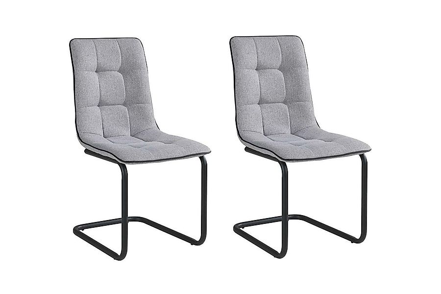 Home4You Freischwinger Schwingstuhl, 2er Set, Hellgrau, günstig online kaufen
