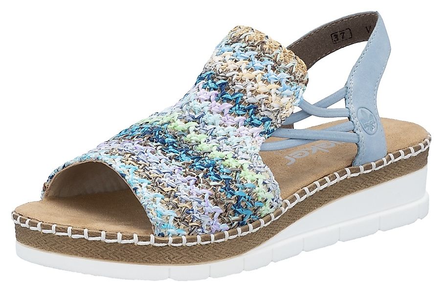 Rieker Sandale, Sommerschuh, Sandalette, Keilabsatz, in modischer Flechtopt günstig online kaufen