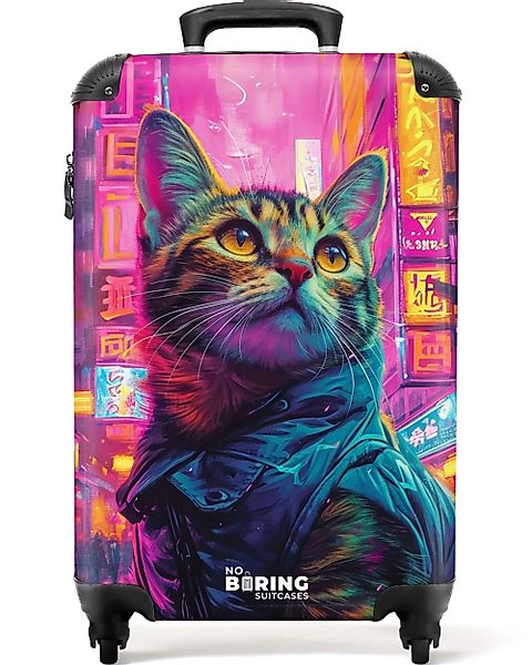 NoBoringSuitcases.com© Hartschalen-Trolley Katze mit Mantel in günstig online kaufen